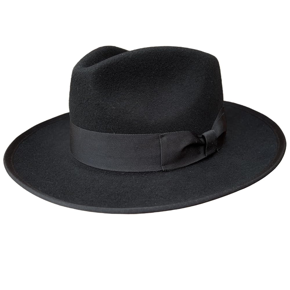 Wool Crushable Fedora Hats for Men Women Black Lightweight
